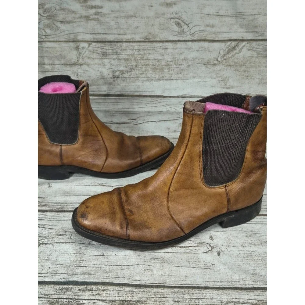 P + S Brown Leather Slip On Chelsea Boots Men Size 11